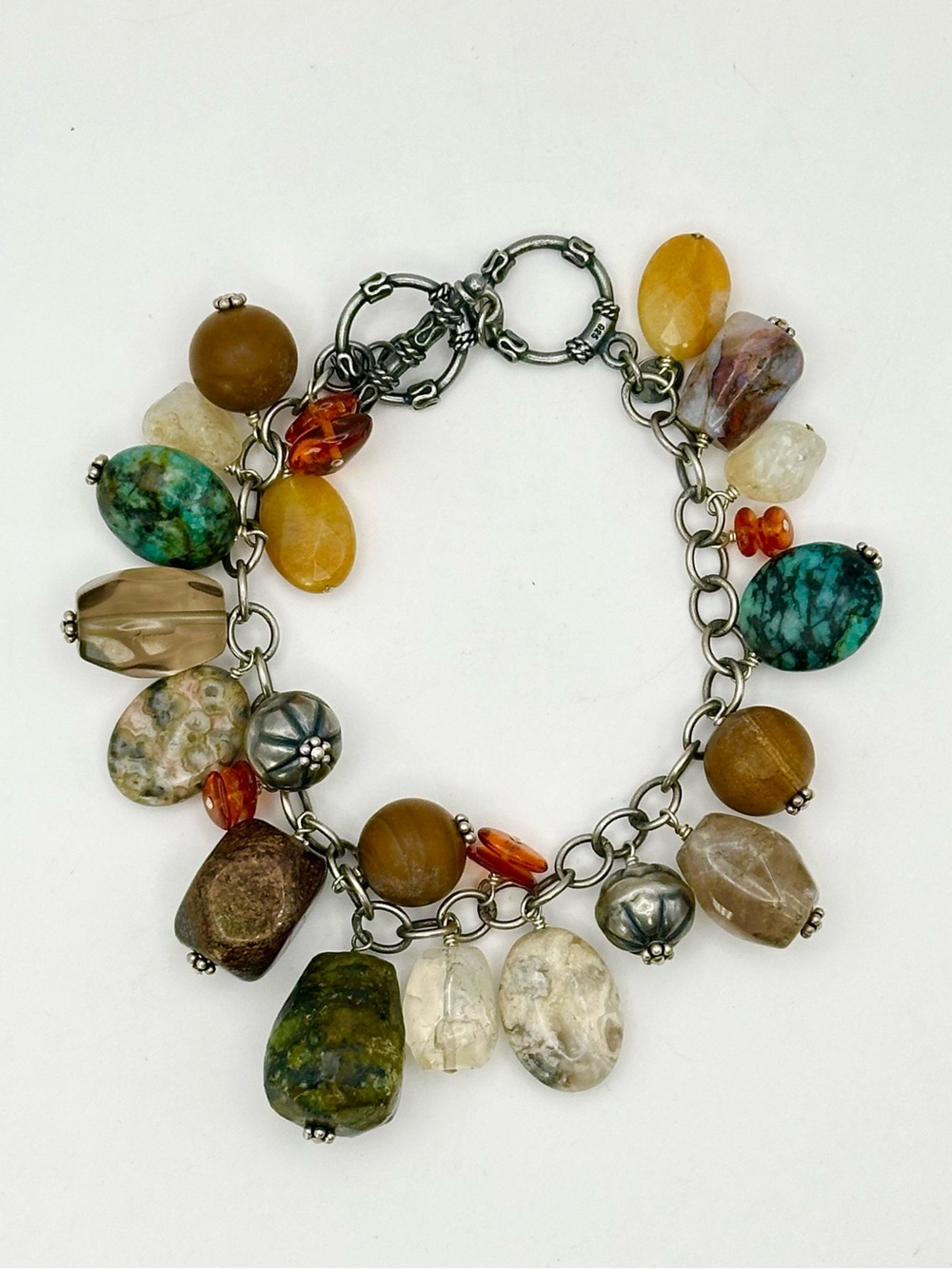 Silpada Retired B1648 Sterling Silver Cha Cha Toggle Bracelet Gemstones